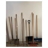 RAKES, HAY FORKS, SHOVELS