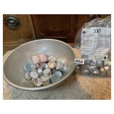 ASSORTED T LIGHTS AND METAL BOWL