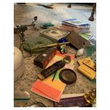 LARGE KEY, BRASS SAILBOAT, WOOD DEER HEAD,