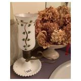 IVY MILK GLASS LAMP, ETC.