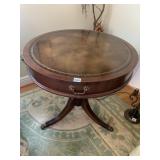 LEATHER TOP DRUM TABLE