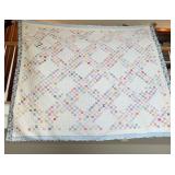 HAND STITCHED QUILT LIGHT BLUE BORDER