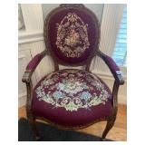 CARVED NEEDLEPOINT ARMCHAIR
