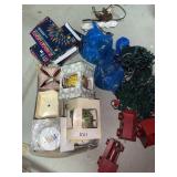 CHRISTMAS ORNAMENTS, LIGHTS, TRAIN