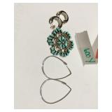 STERLING AND TURQUOISE PIN AND EARRINGS 0.6760