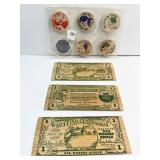 3 - 1936 WHEELING WV A CENTENNIAL WOODEN DOLLARS