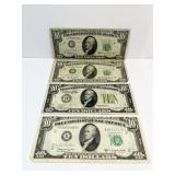 1934, 1950-B, D, 1963A - $10.00 NOTE FOUR TO GO