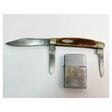 ZIPPO PR LIGHTERS WITH 3 BLADE POCKET KNIFE