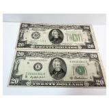 1934, 1950-B 20 DOLLAR NOTES TWO TO GO