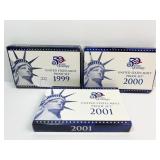 1999, 2000, 2001- PROOF SETS WITH STATE QUARTERS