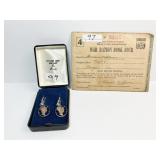 WAR RATION BOOK W/ MERCURY DIME CUT EARRINGS