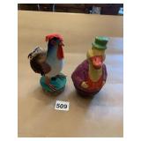 ROOSTER AND DUCK CANDY CONTAINERS, 7"