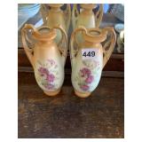 PAIR OF MATCHING 2 HANDLED VASES