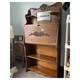 DROP FRONT OAK SECRETARY DAMAGE ON RIGHT CORNER