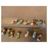 12 MINI WOOD ANGEL ORNAMENTS IN BOX, 1.5",