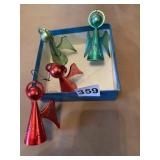 4 METALLIC PLASTIC ANGELS, 3.5"