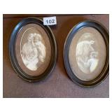 OVAL FRAMES W/ PRINTS 7.5" H