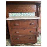 MARBLE TOP WASHSTAND WITH 3 DRAWERS, 30X17.5X32