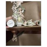 12" GERMAN FIGURINE WITH ANGEL AND CHERUB, ANGELS