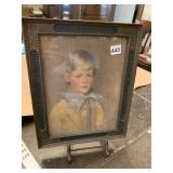 10.5X15.5 FRAMED PICTURE OF BOY ON STAND, ARTHUR