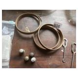 SHELLS, BASKET, WOOD SPOOLS, EMBROIDERY HOOPS,