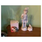 12" PORCELAIN BOY, TRINKET BOX AND WOOD HOLY