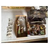 MANGER AND NATIVITY PIECES, COMPOSITE, MADE IN