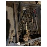 TOOLS ING WOODEN RULERS, HAMMERS, ETC.