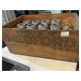 MEDFORD CRATE, BALL JARS WITH GLASS TOP LIDS