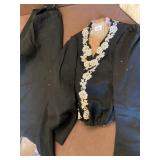 WOOL SKIRT AND BLOUSE W/ LACE TRIM MOTH DAMAGE