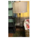 2 LIGHT FLOOR LAMO WITH PIERCED BRASS BASE AND