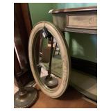 STENCILED OVAL MIRROR, STEIN WORLD, 28"X20"