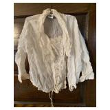 VINTAGE WHITE TIE AT WAIST BLOUSE GOOD CONDITION