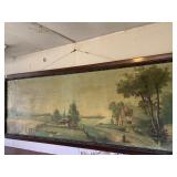 LARGE 108 X 40 OIL ON CANVAS FARM SCENE WITH