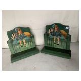 SET OF WOOD LITTLE MISS MUFFET BOOK ENDS, 9X8.5