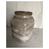 9.5" TALL HAZEL ATLAS GLASS JAR WITH FLOUR