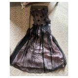 PINK DRESS WITH BLACK SHEER OVERLAY