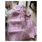 PINK TULLE SLEEVELESS DRESS WITH WRAP AND TIARA