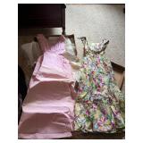 2 FLOOR LENGTH, SLEEVELESS GOWNS