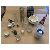 PERFUME BOTTLE WITH BIRD STOPPER, CHIP ON BOTTLE,