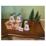 LEN WHILE CHINA SET OF 6 MINI CHRISTMAS BELLS,