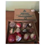 BOX OF 12 CORNING CHRISTMAS TREE ORNAMENTS