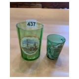 GREEN GLASS ATLANTIC CITY SOUVENIR AND GREEN