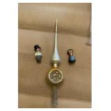 8" BLOWN GLASS TREE TOPPER, 2 MINI WOOD PEOPLE