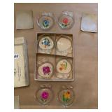 8 HAND PAINTED GLASS COASTERS