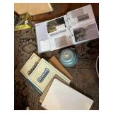 PHOTO ALBUM 1/3 FULL OF POST CARDS, MUSIC BOX