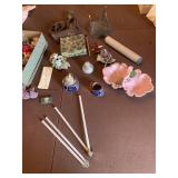 GLASS TOWEL BARS SWING OUT, SPINNING WHEEL LAMP,