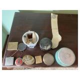 SILVER PLATE POWDER BOX, DECORATIVE COMPACTS,