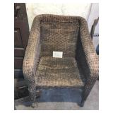 ANTIQUE WICKER ARMCHAIR SMALL SEPARATION AT SEAT