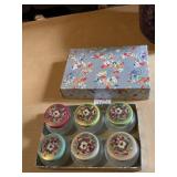 6 GLASS JARS FLORAL PATTERN